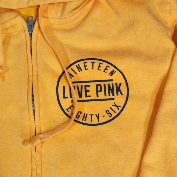 Pink by Victoria's secret full zip hoodie yellow graphic design women's - Picture 3 of 8